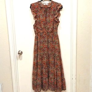 BB Dakota Steve Madden Chiffon Floral Maxi Dress Size L -Cottagecore Boho
